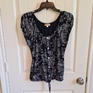 Lavish Navy and White Floral Blouse